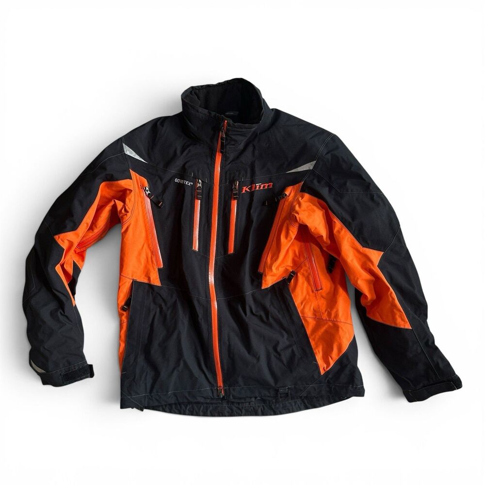 Klim Storm Gore-Tex Technical Riding Jacket Large Orange Black Snowmobile Shell